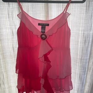 BISOU BISOU Y2k Pink Flowy Tank Top Blouse Size 10